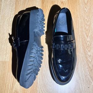 LA Milano Glossy Black Men's Slip-On Loafers